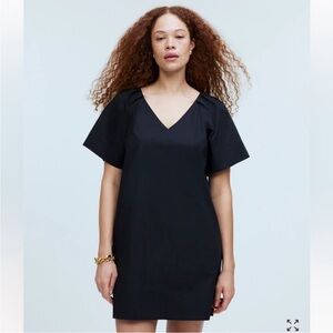 Madewell Dress XS V-Neck Mini Shirtdress Black